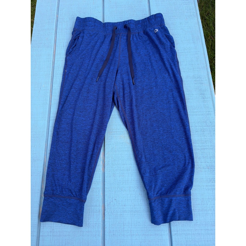 GapFit Brushed Tech Jersey Joggers Womens Medium Brilliant Blue Capri Pants SU18